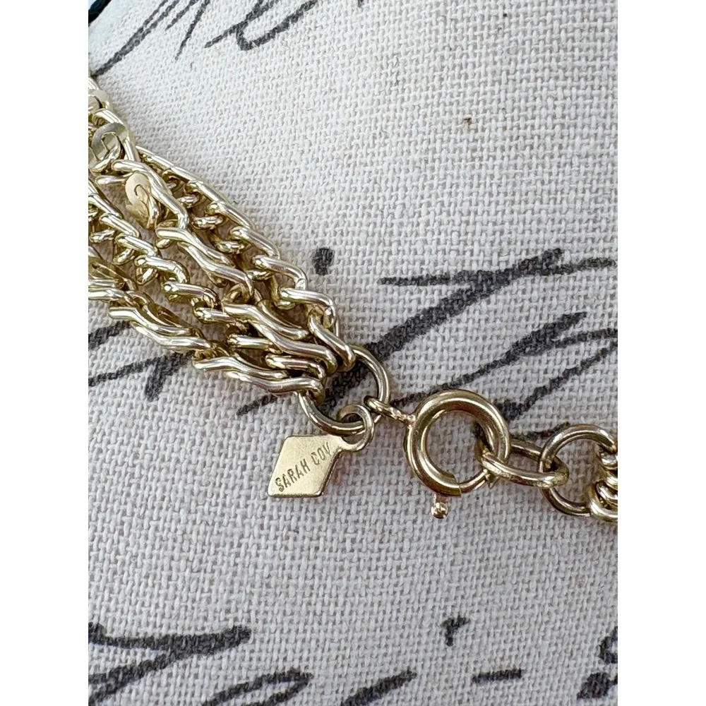 B9 Vintage Sarah Coventry Curb Link‎ Chain Necklace Layered Signed Multi Strand